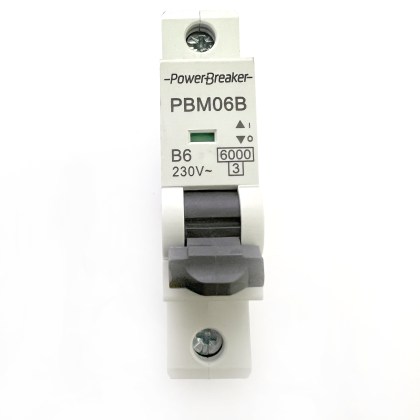 PowerBreaker PBM06B B6 6A 6 Amp MCB Circuit Breaker Type B